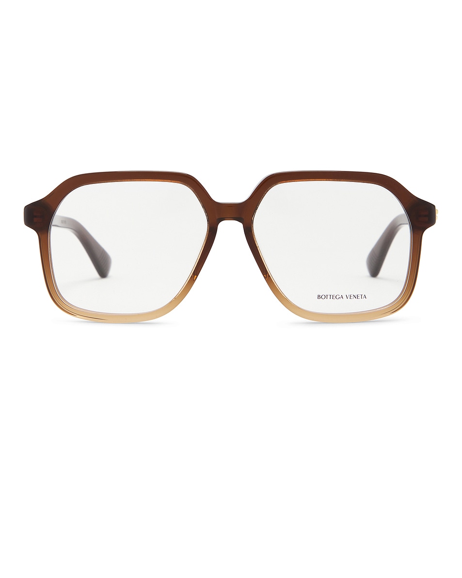 Image 1 of Bottega Veneta Slim Ribbon Eyeglasses in Brown & Transparent
