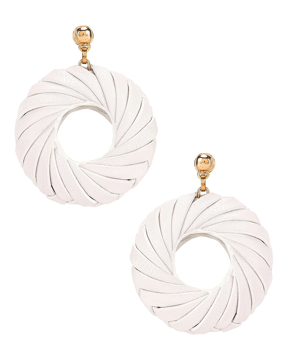 Image 1 of Bottega Veneta Leather Circle Earrings in White