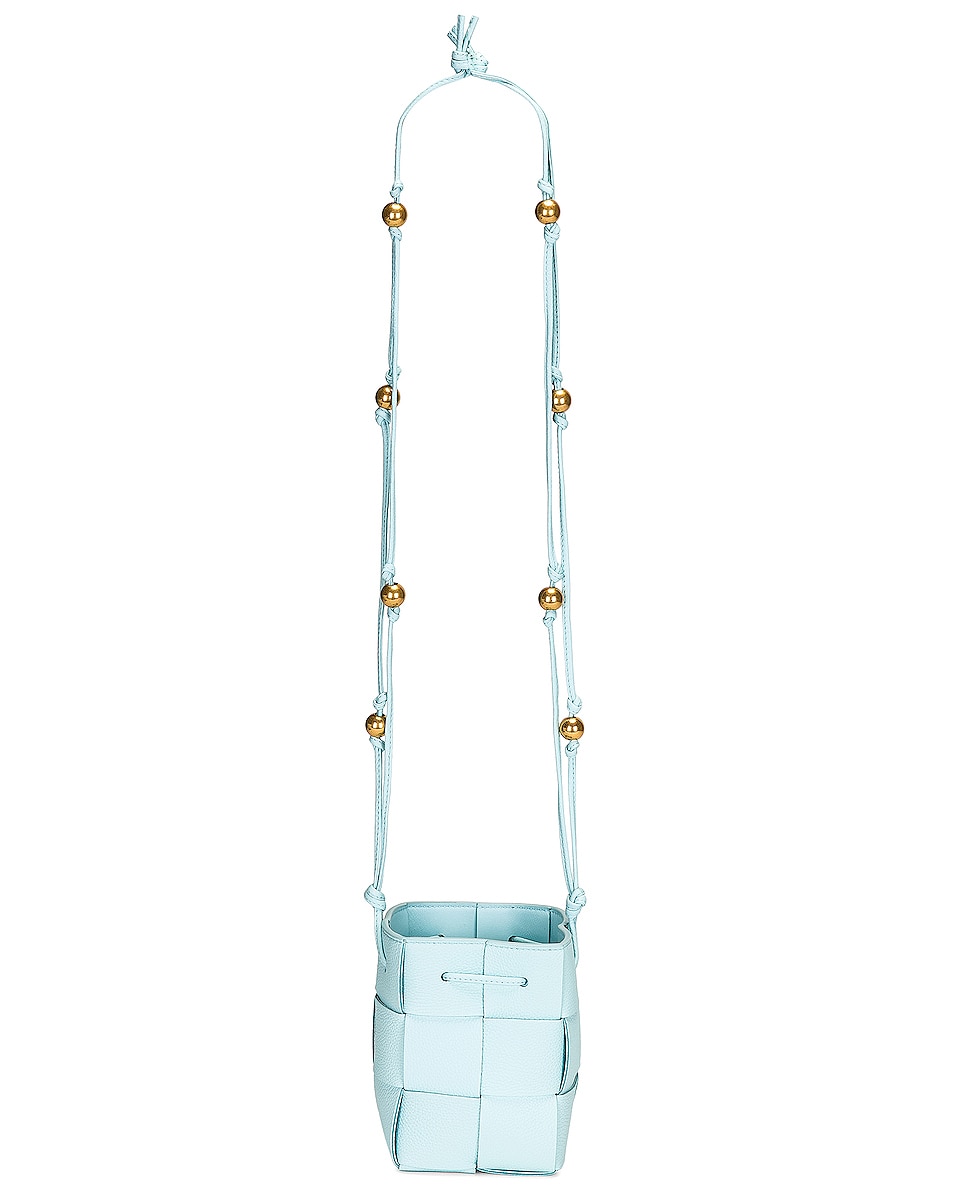 Image 1 of Bottega Veneta Mini Crossbody Bucket Bag in Pale Blue & Gold