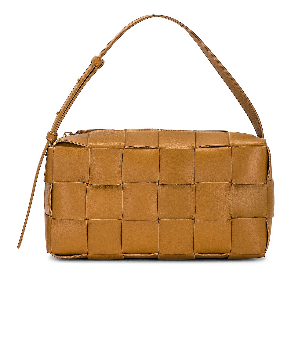 Image 1 of Bottega Veneta Brick Cassette Shoulder Bag in Camel & Gold