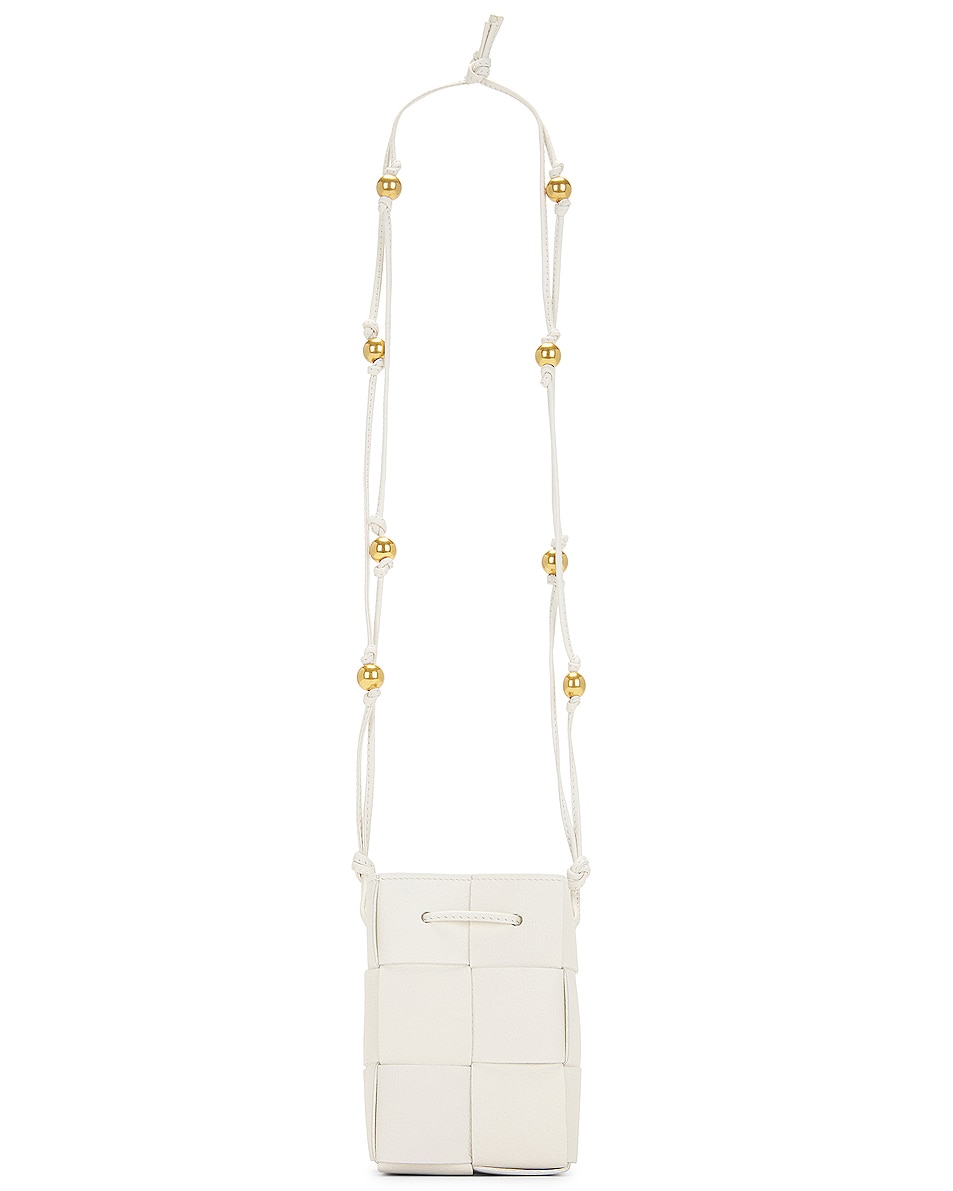 Image 1 of Bottega Veneta Mini Crossbody Bucket in White & Gold