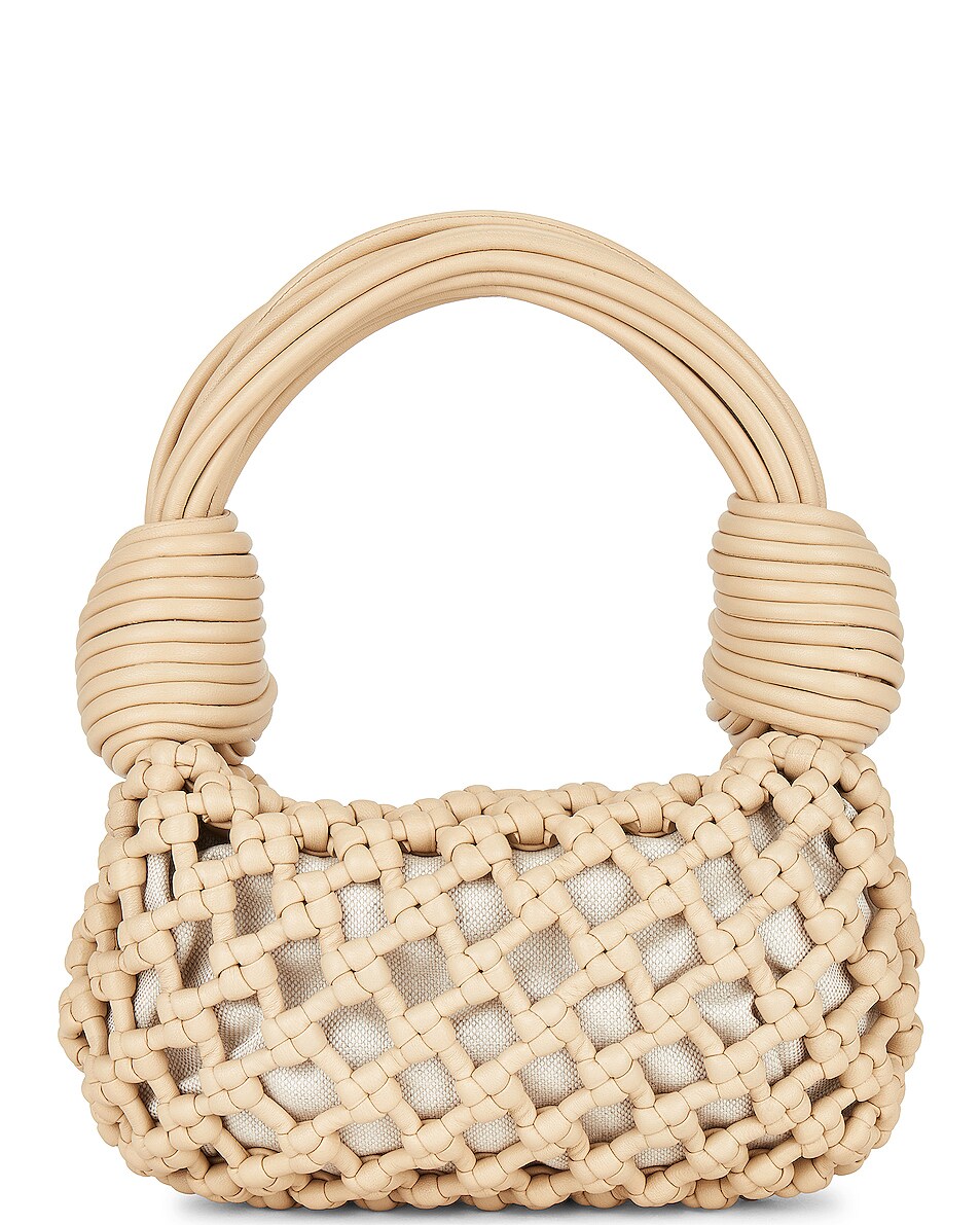 Bottega Veneta Double Knot Top Handle Bag in Porridge & Brass | FWRD