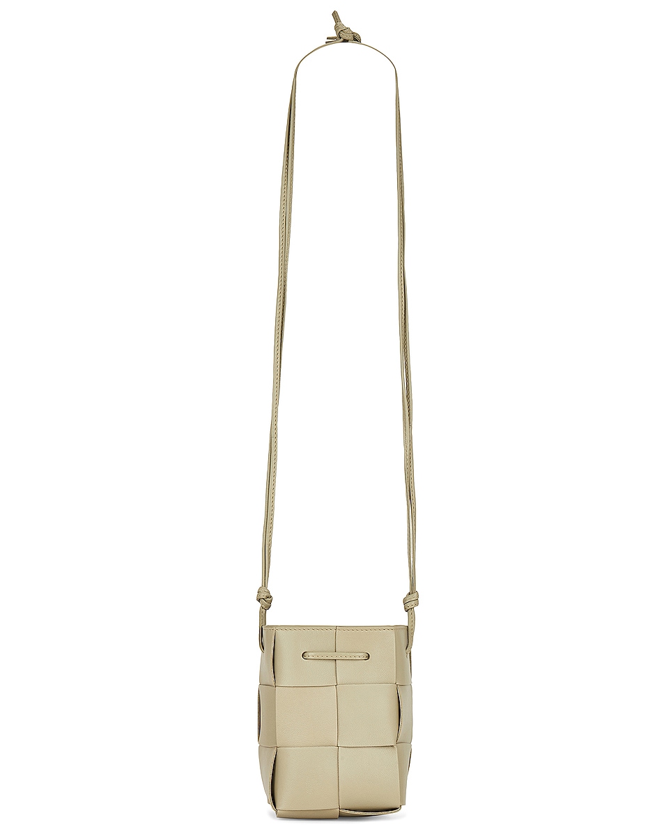 Image 1 of Bottega Veneta Mini Bucket Crossbody Bag in Travertine & Gold