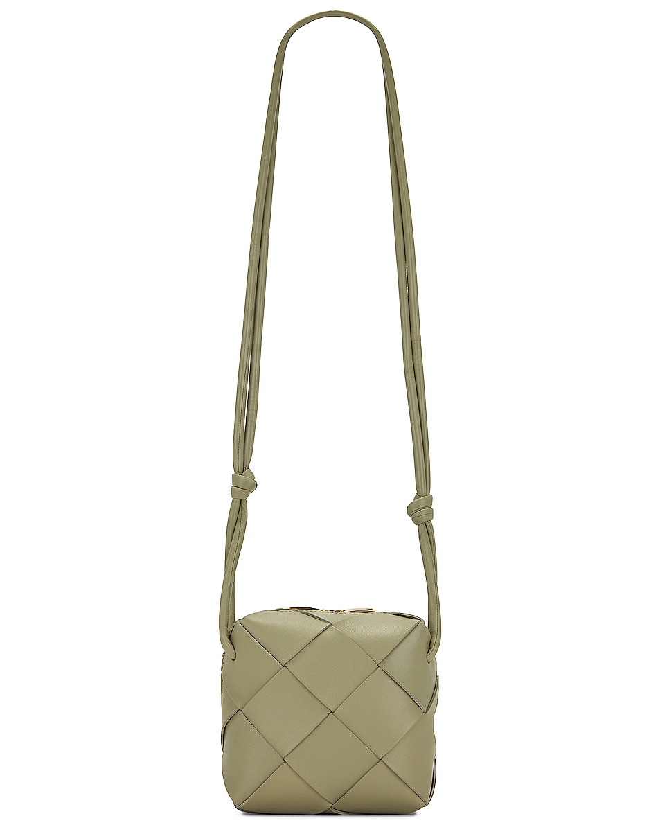 Bottega Mini Cassette Camera Bag in Travertine & Gold FWRD