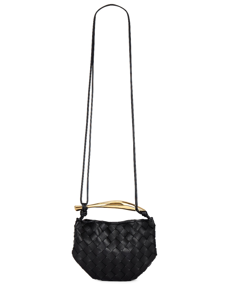 Image 1 of Bottega Veneta Mini Sardine Bag in Black & Muse Brass