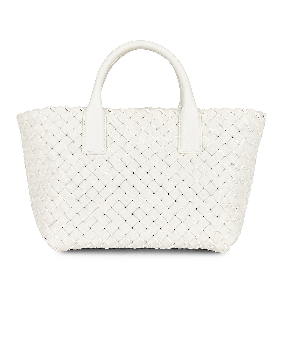 Bottega Mini Cabat Tote Bag in White & Gold FWRD