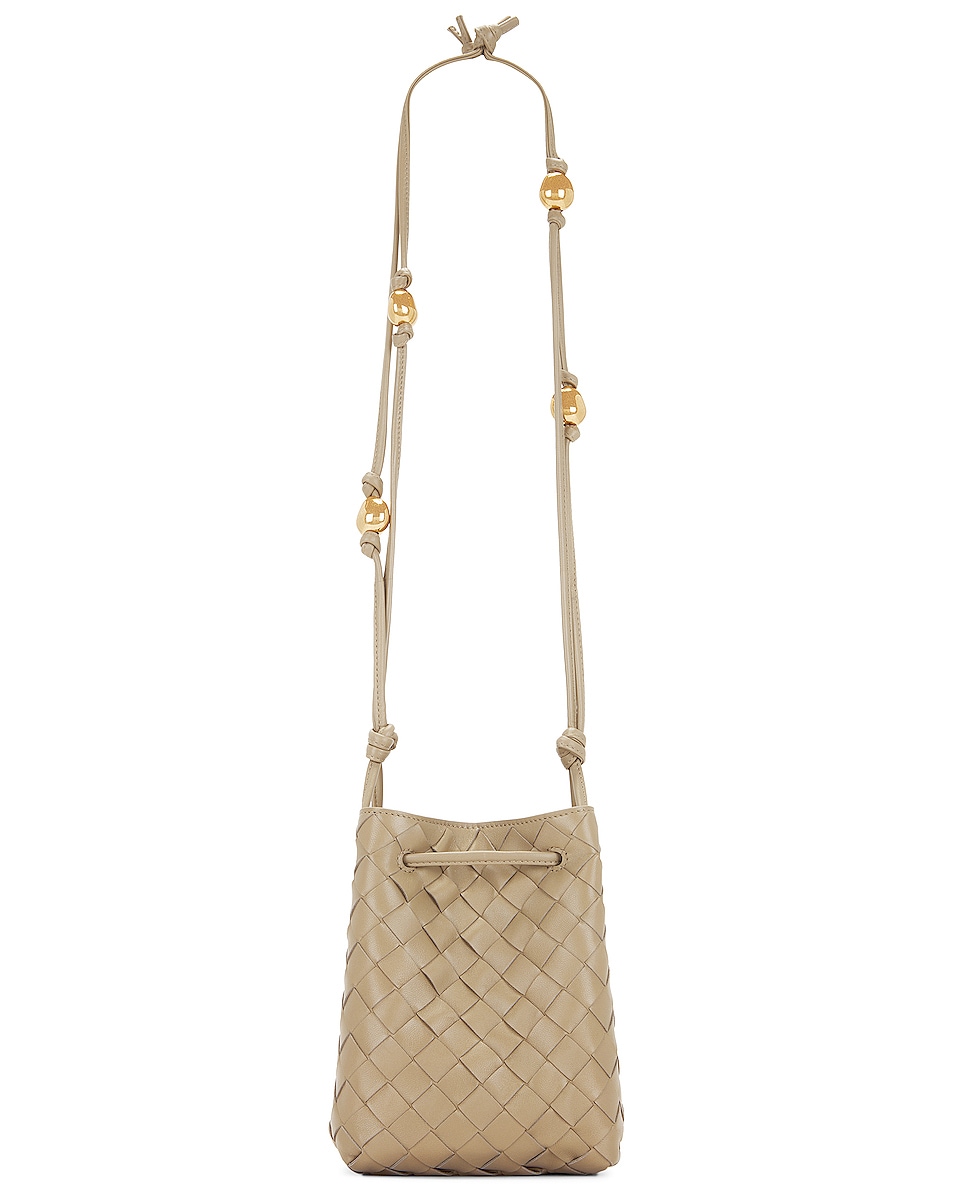 Image 1 of Bottega Veneta Small Crossbody Bucket Bag in Taupe & Gold