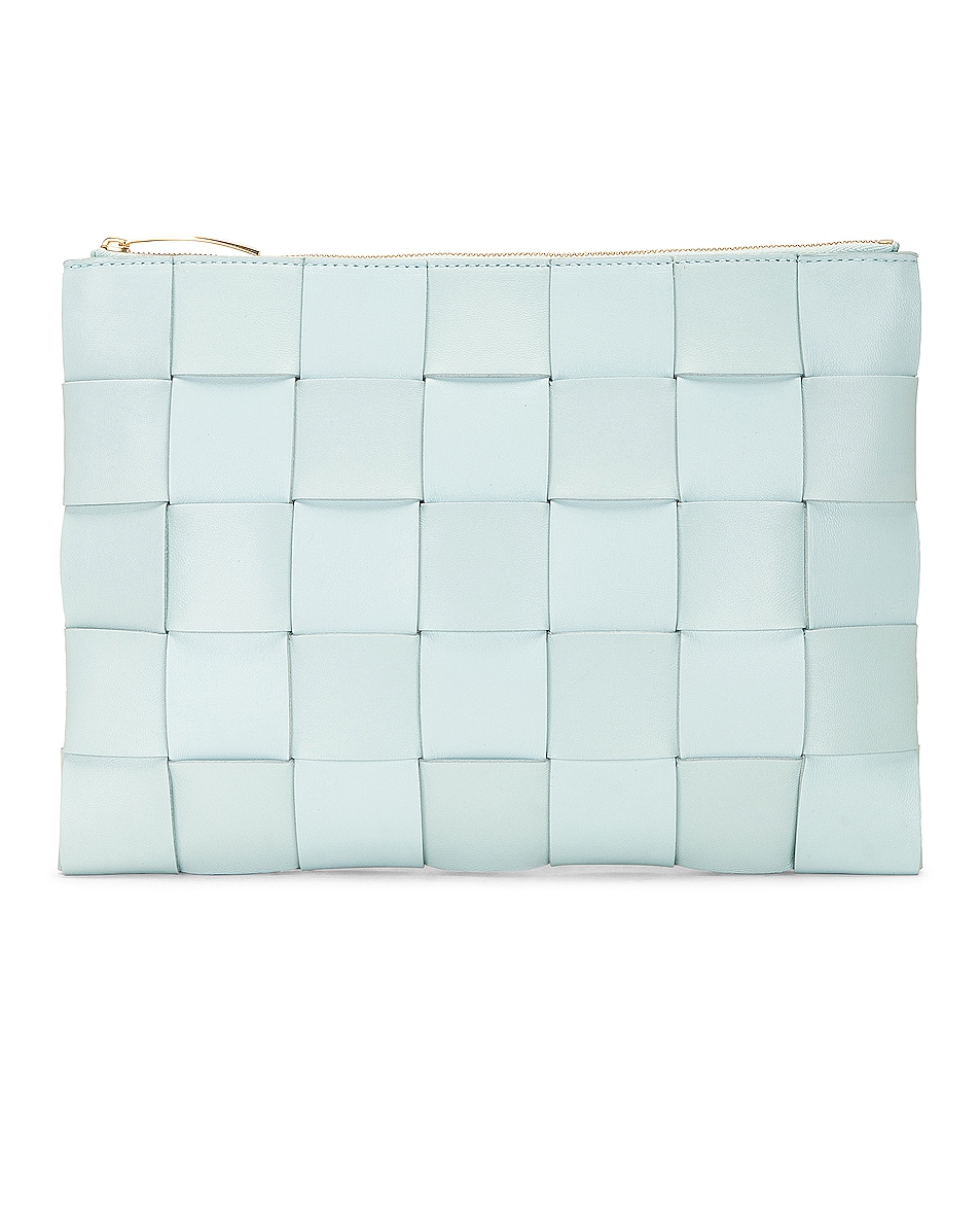 Image 1 of Bottega Veneta Medium Flat Pouch in Teal Washed & Gold