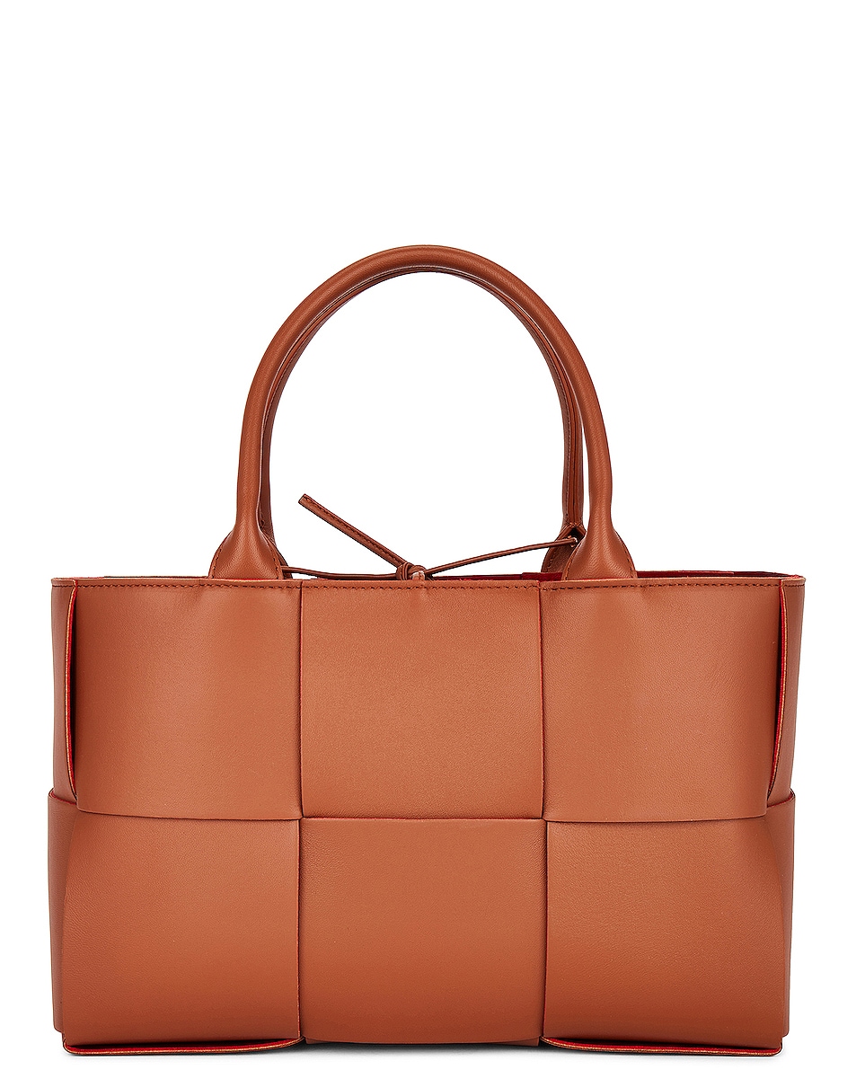 Bottega Small Arco Tote Bag in Wood & Gold FWRD
