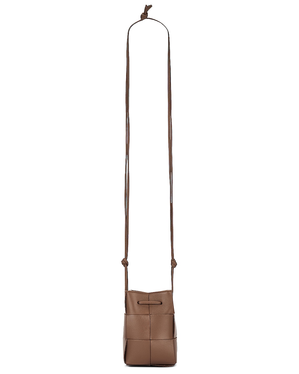 Image 1 of Bottega Veneta Mini Crossbody Bucket Bag in Taupe Grey & Gold