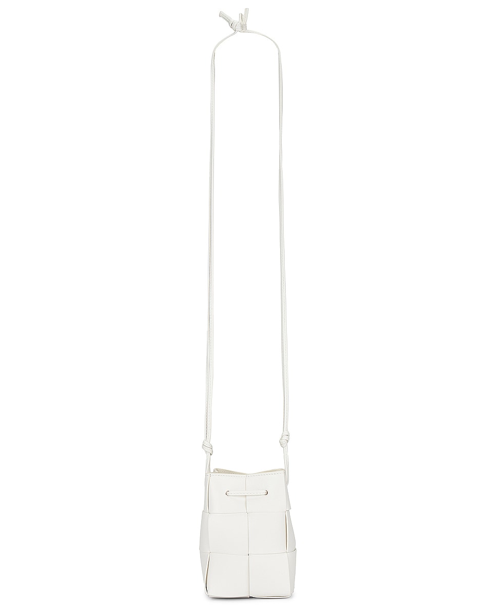 Image 1 of Bottega Veneta Mini Crossbody Bucket Bag in White & Gold