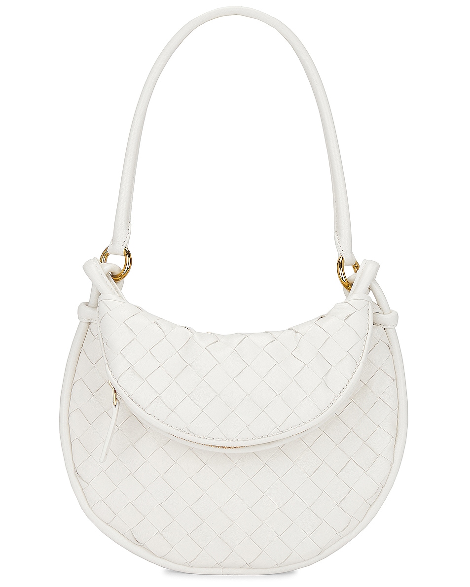 Image 1 of Bottega Veneta Small Gemelli Intrecciato Shoulder Bag in White & Brass