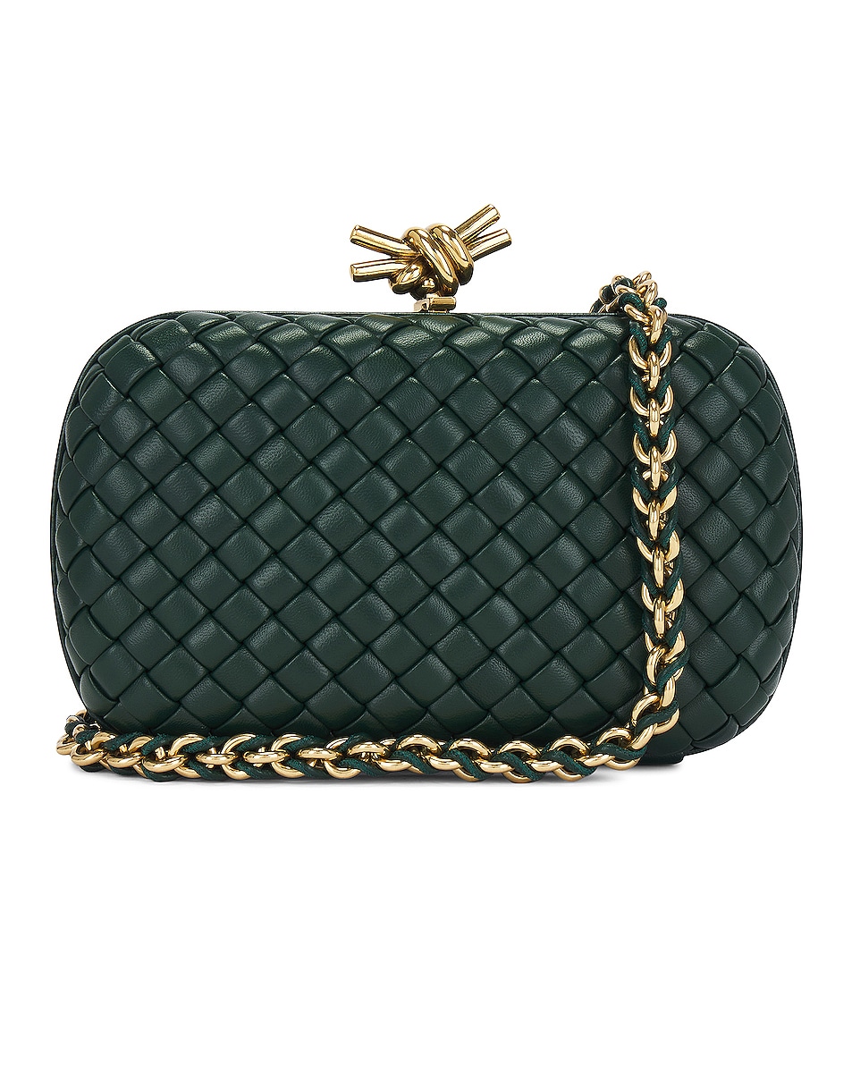 Image 1 of Bottega Veneta Knot With Chain Bag in Emerald Green & Brass