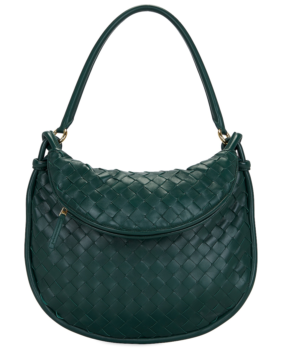 Image 1 of Bottega Veneta Medium Gemelli Intrecciato Shoulder Bag in Emerald Green