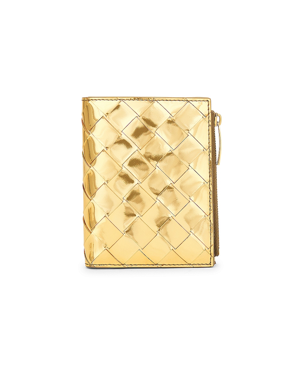 Image 1 of Bottega Veneta Small Metallic Wallet in Gold