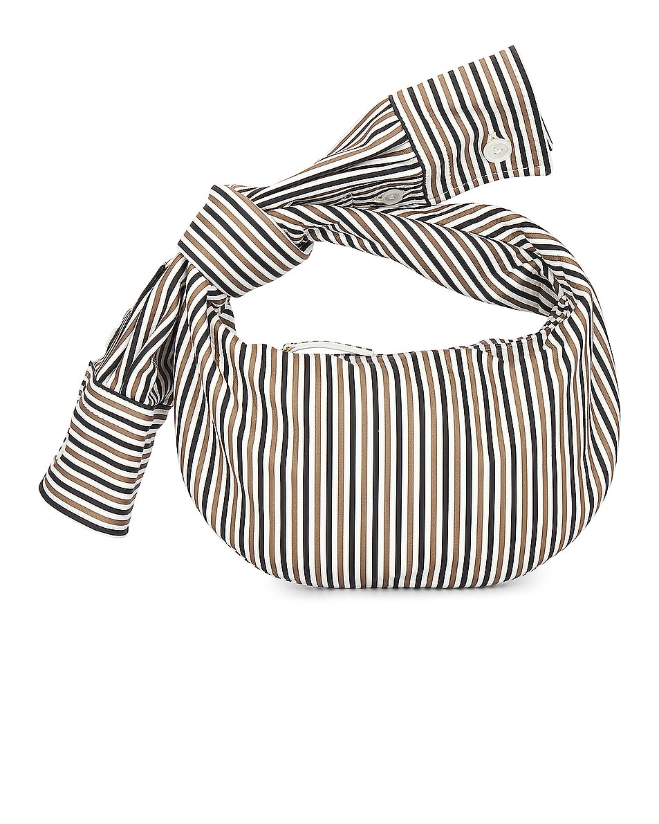 Image 1 of Bottega Veneta Mini Jodie Nappa Print Shirt Stripes Bag in Camel & Black