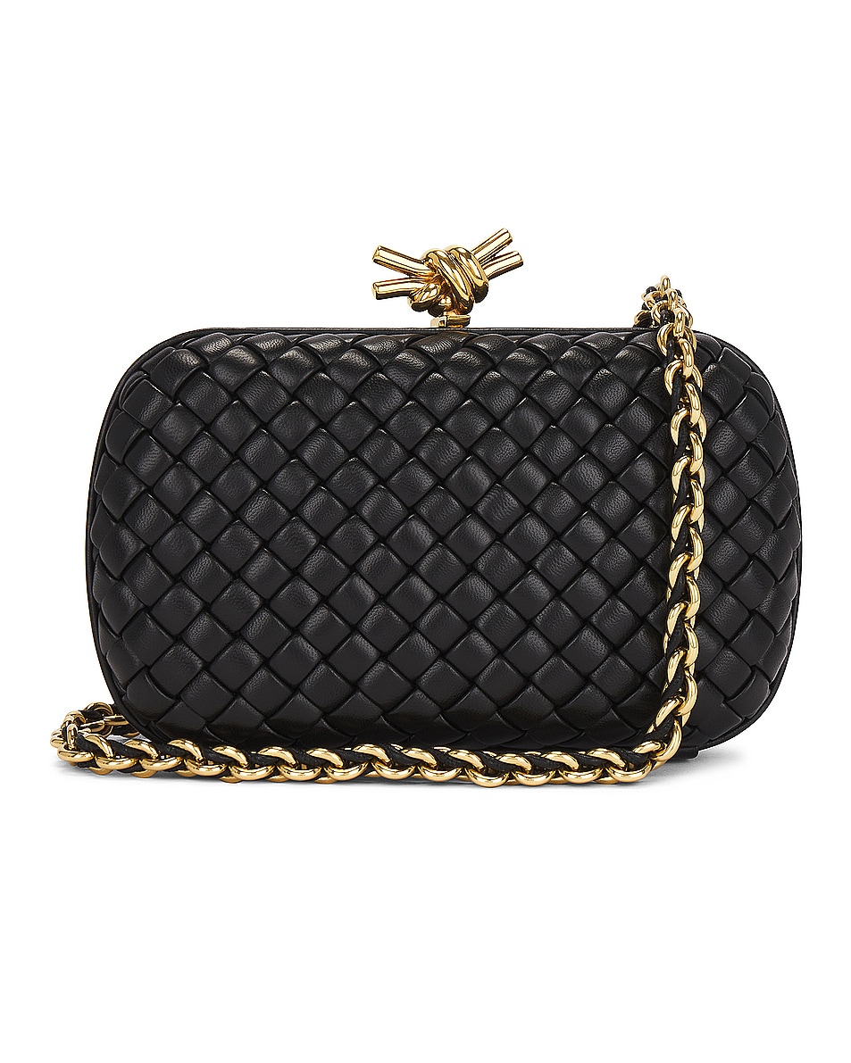 Image 1 of Bottega Veneta Knot With Chain Bag in Black & Muse Brass