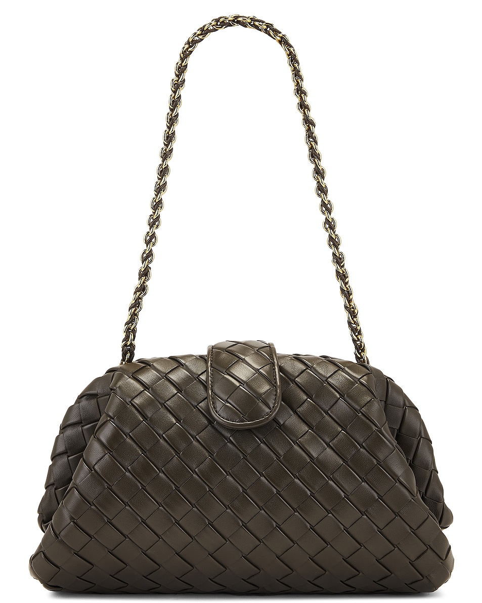 Image 1 of Bottega Veneta Lauren 1980 Teen Clutch in Kaki & Muse Brass