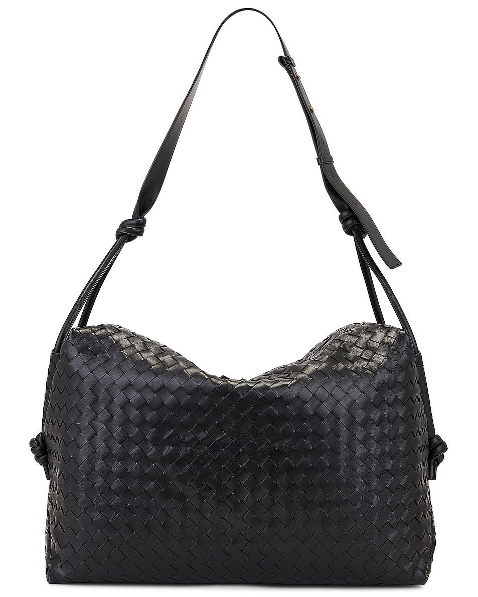 Image 1 of Bottega Veneta Large Loop Shoulder Bag in Black & Muse Brass