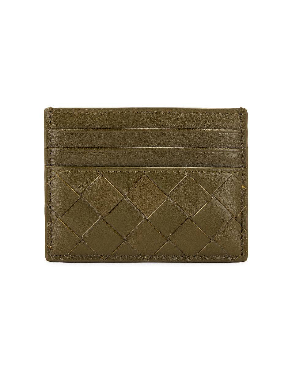 Image 1 of Bottega Veneta Intrecciato Card Case in Olive Oil & Gold