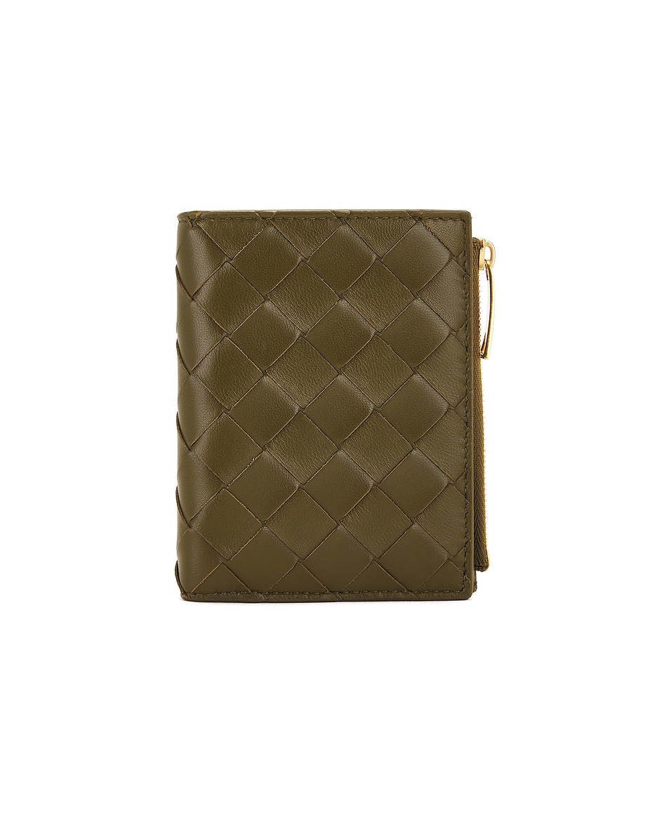 Image 1 of Bottega Veneta Small Intrecciato Bi-fold Wallet in Olive Oil & Gold