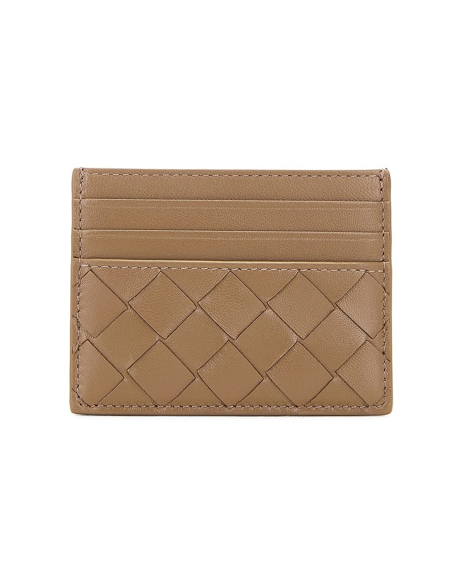 Image 1 of Bottega Veneta Intrecciato Credit Card Case in Pinecone & Gold