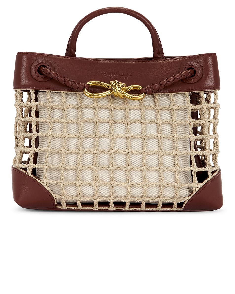 Image 1 of Bottega Veneta Small Andiamo Net Bag in Natural, Sapele, & Muse Brass