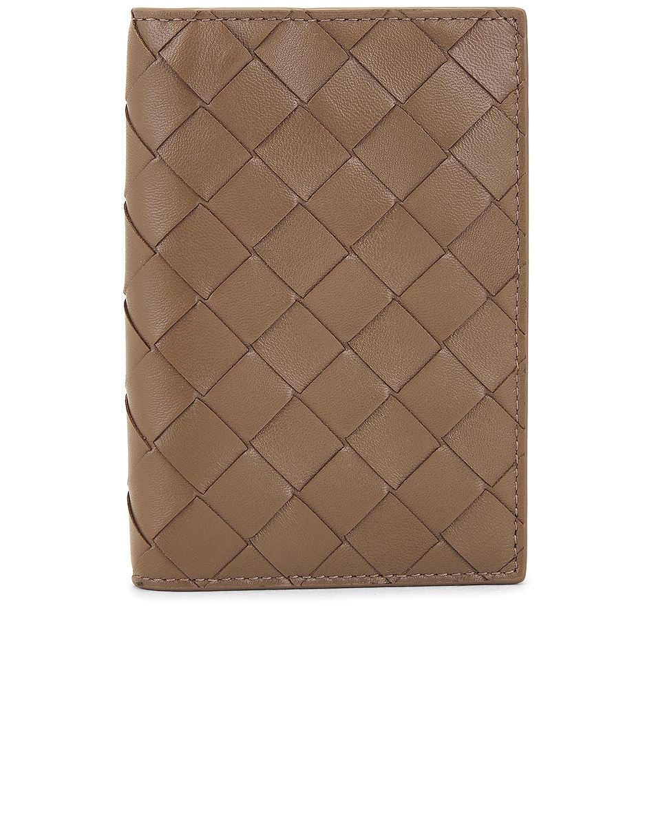 Image 1 of Bottega Veneta Intrecciato Passport Case in Pinecone & Gold