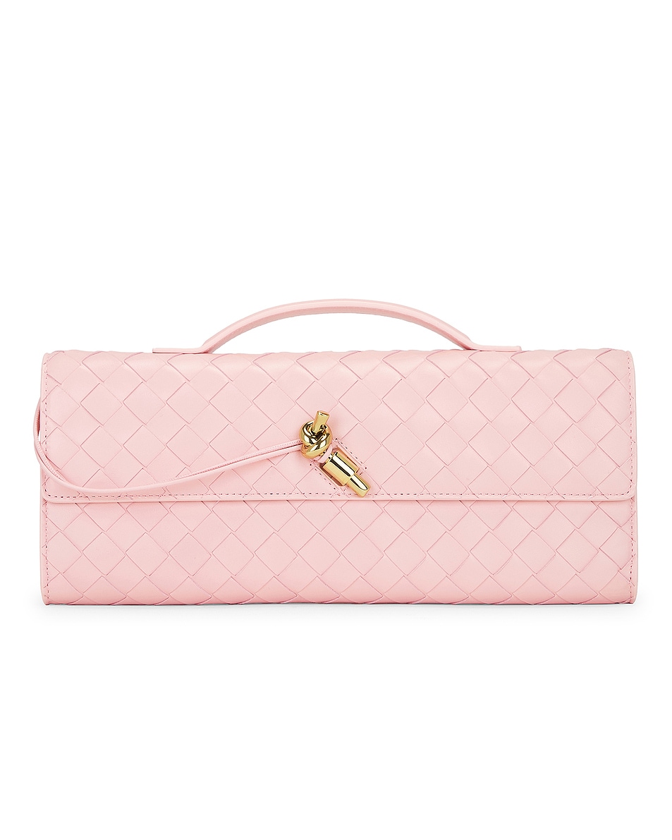 Image 1 of Bottega Veneta Andiamo Clutch in Rose & Muse Brass
