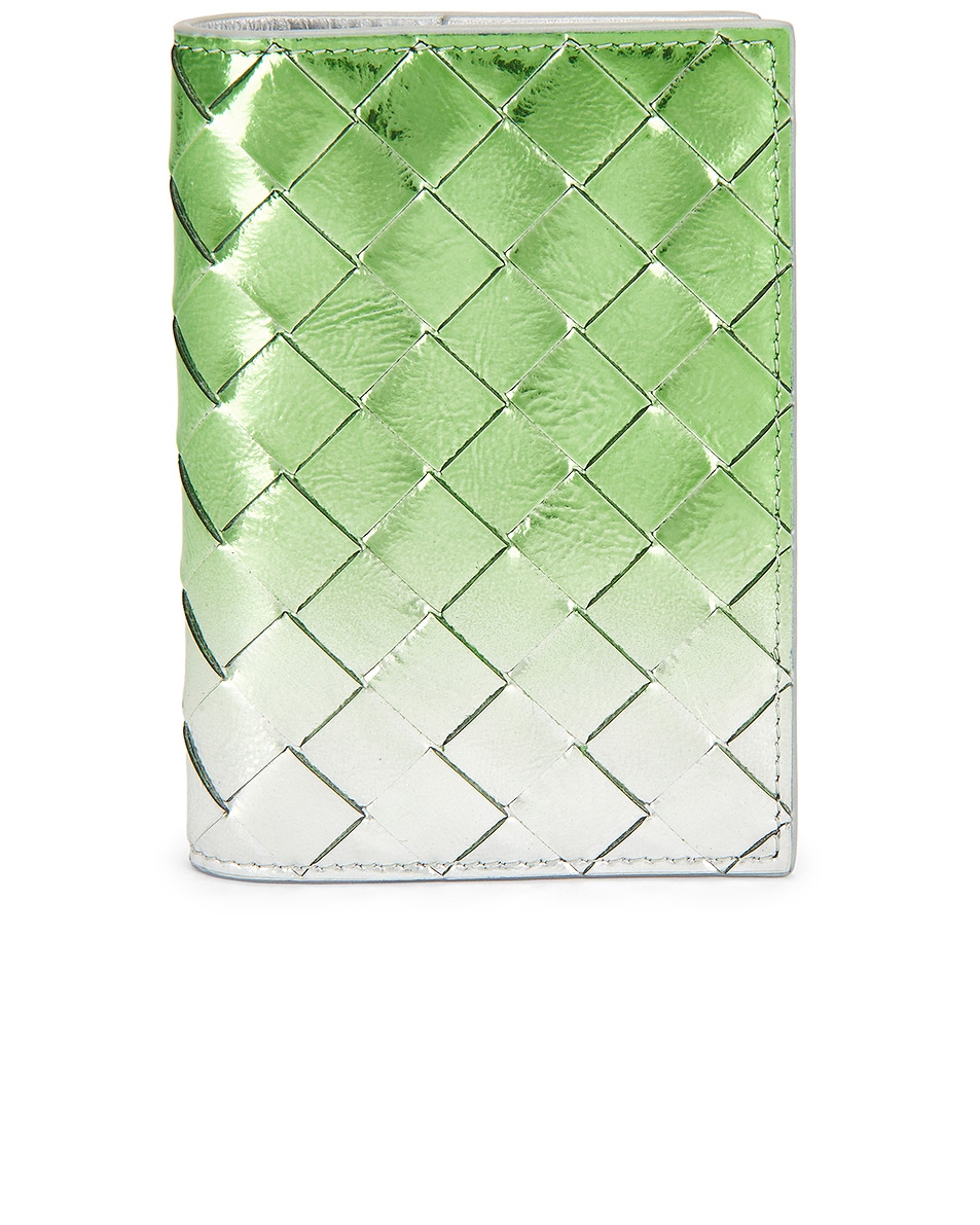 Image 1 of Bottega Veneta Intrecciato Passport Case in Silver & Fresh Mint
