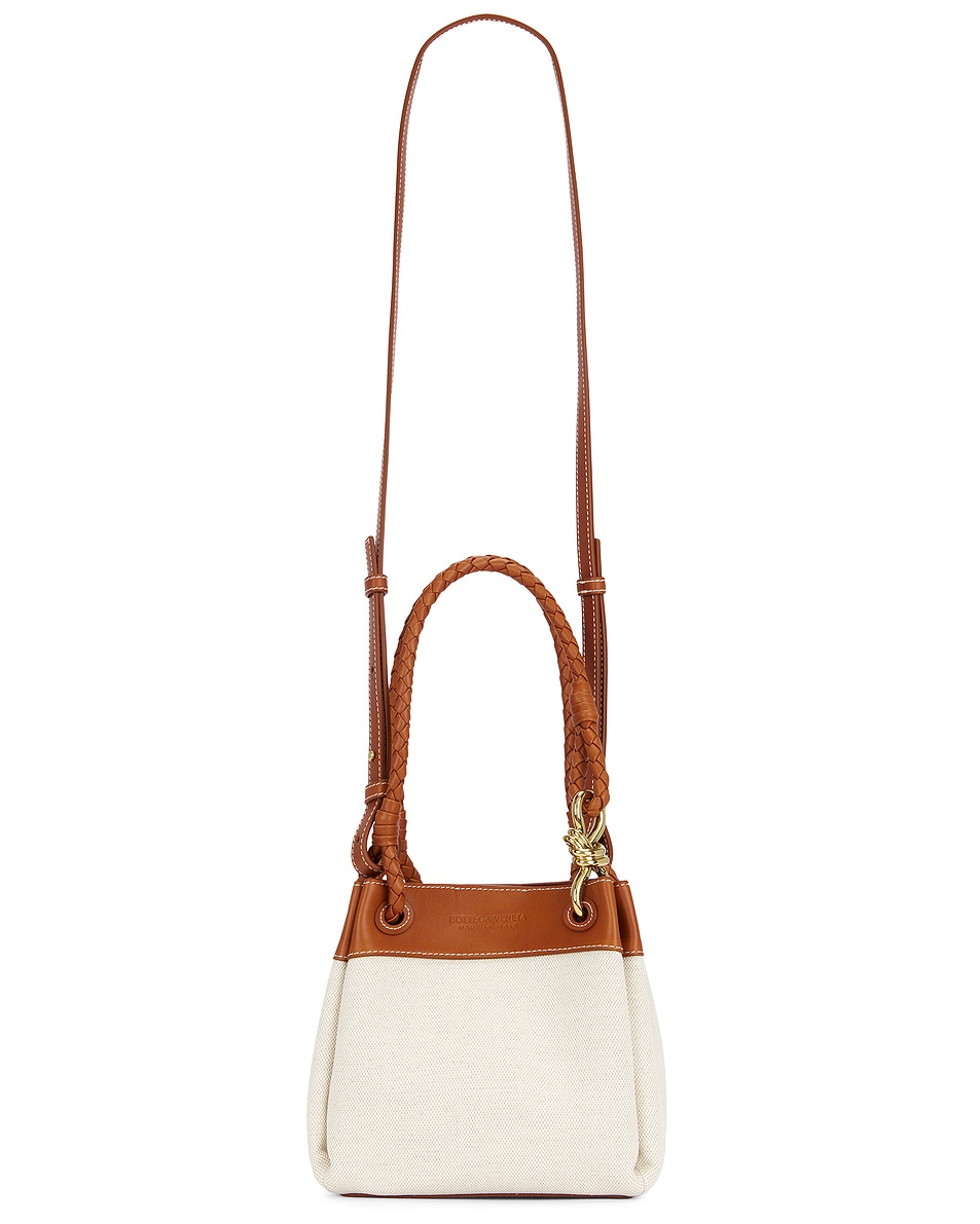 Image 1 of Bottega Veneta Small Parachute Canvas Bag in Natural, Light Wood, & Muse Brass