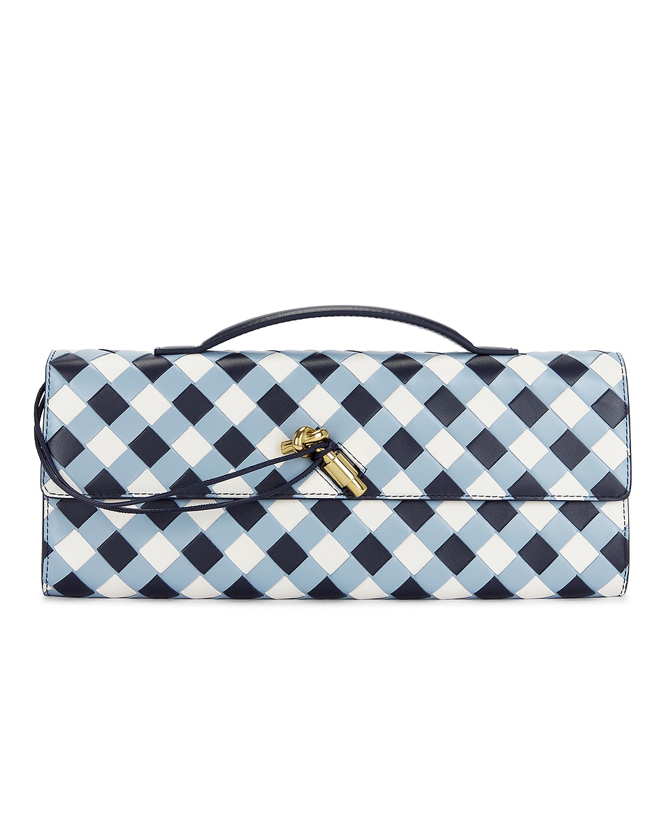 Image 1 of Bottega Veneta Andiamo Clutch in Abyss, Ice White, & Muse Brass