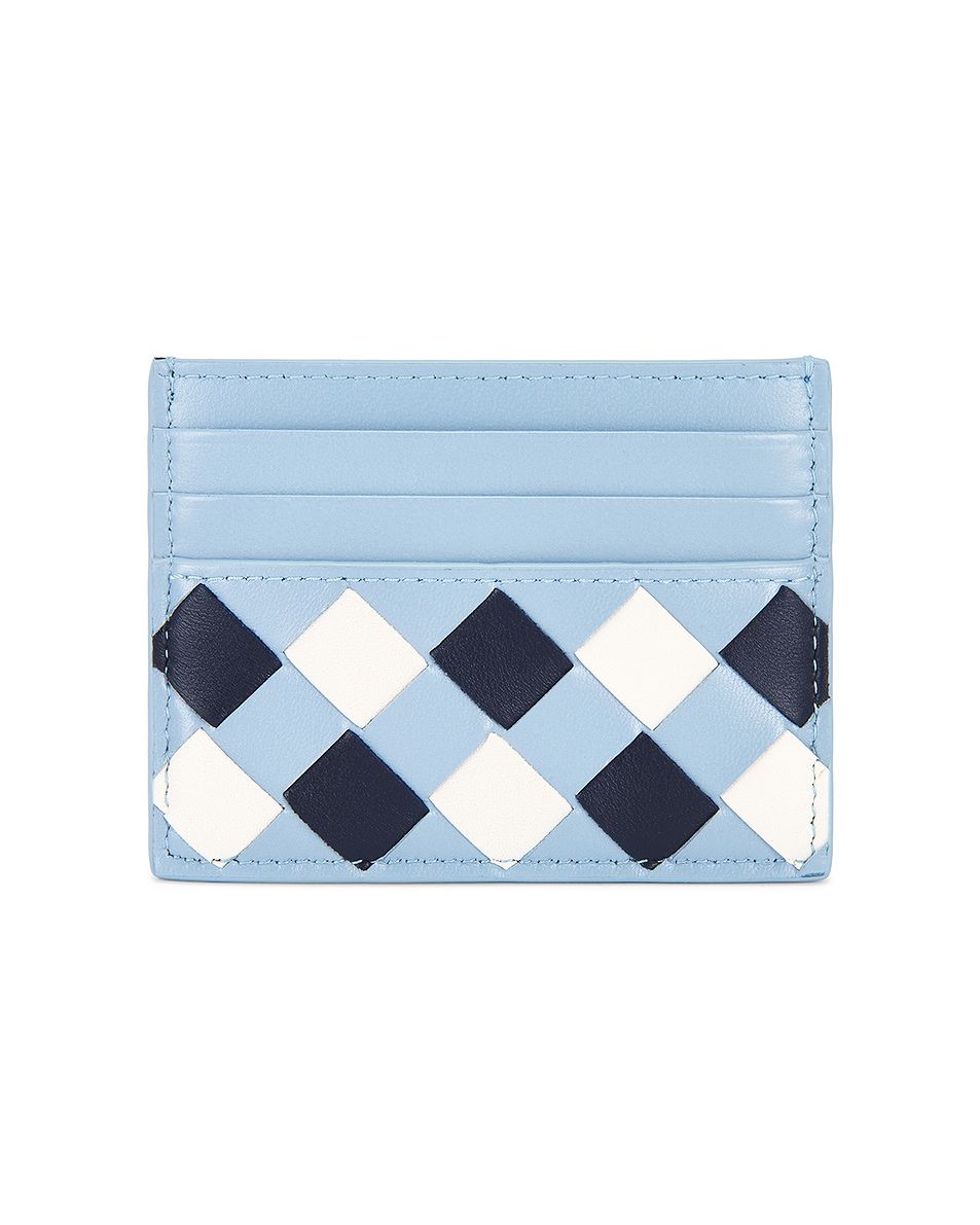 Image 1 of Bottega Veneta Intrecciato Credit Card Case in Abyss, Ice, & White