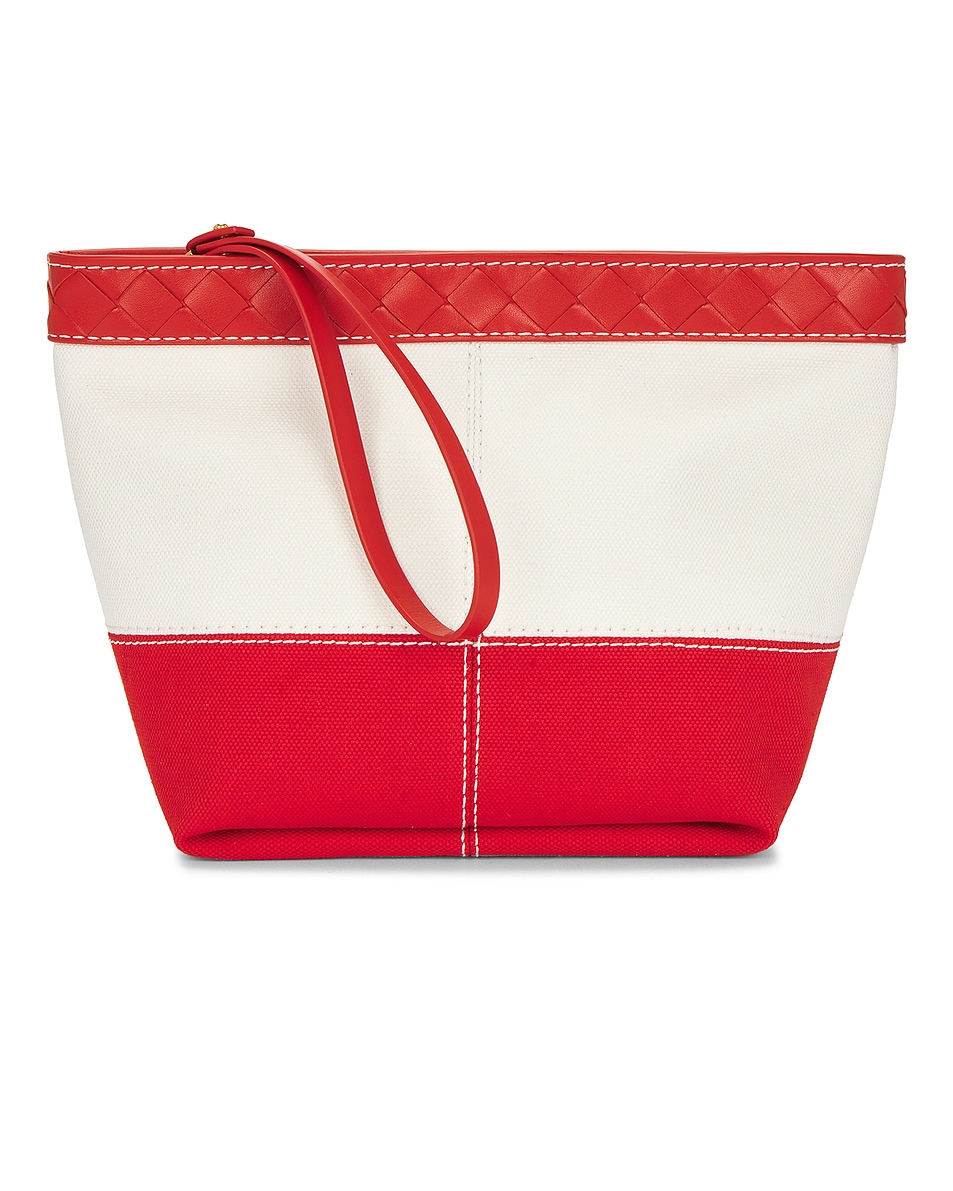 Image 1 of Bottega Veneta Medium Flip Flap Pouch in White, Scarlet, Nail Polish, & Gold