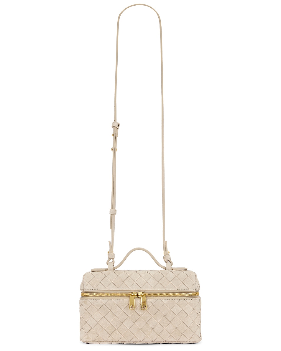 Image 1 of Bottega Veneta Bang Bang Suede Vanity Bag in Ecru & Gold