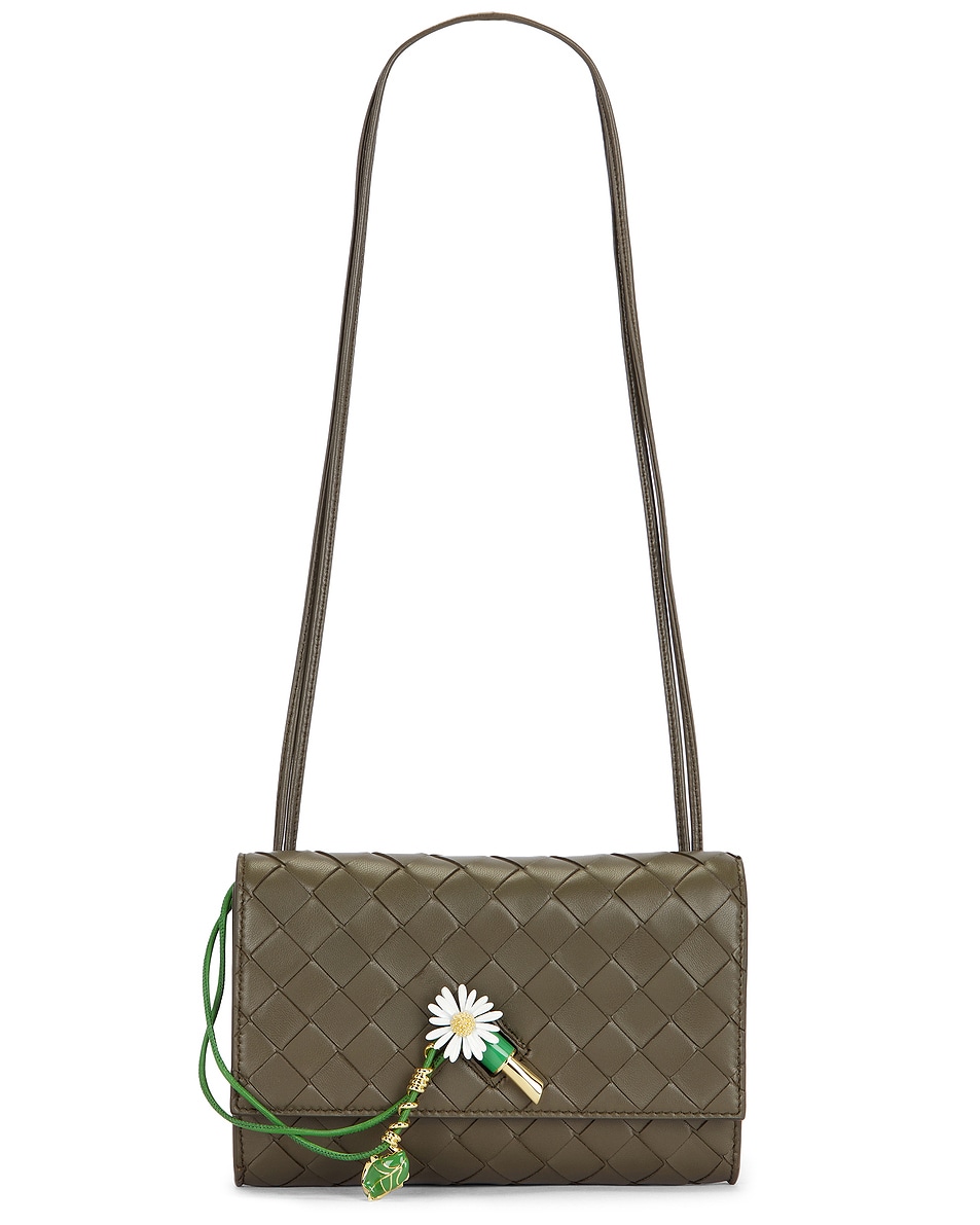 Image 1 of Bottega Veneta Andiamo Slim Pouch in Cypress, Daisy Flower, & Muse Brass