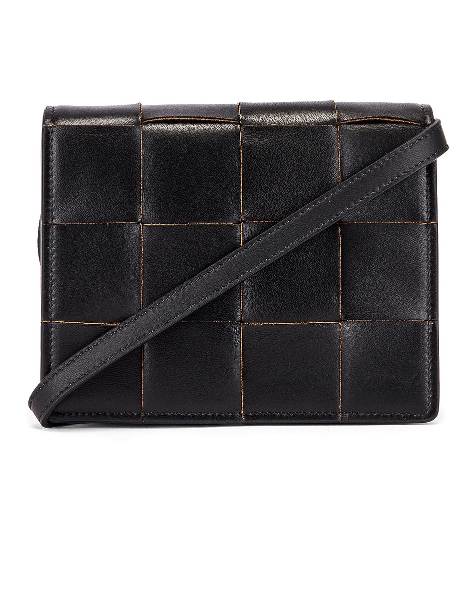 Image 1 of Bottega Veneta Woven Leather Crossbody Bag in Black & Silver