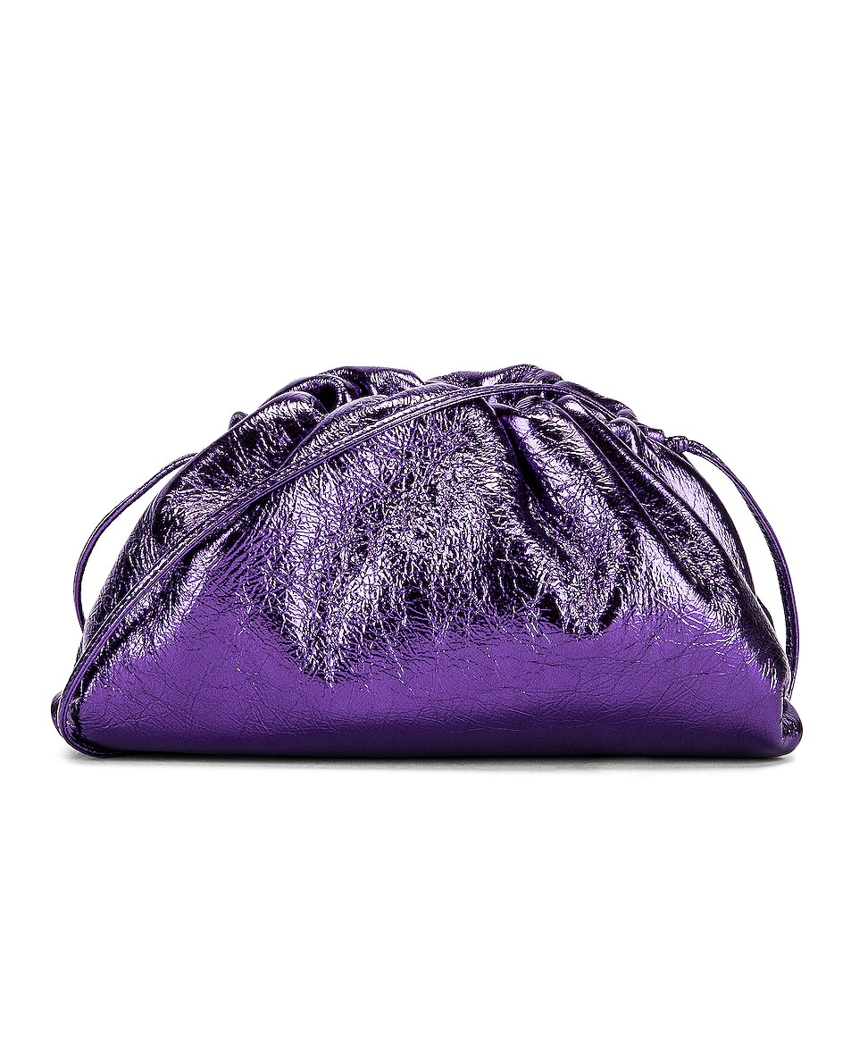 Image 1 of Bottega Veneta Wrinkled The Pouch 20 Clutch Bag in Viola & Silver