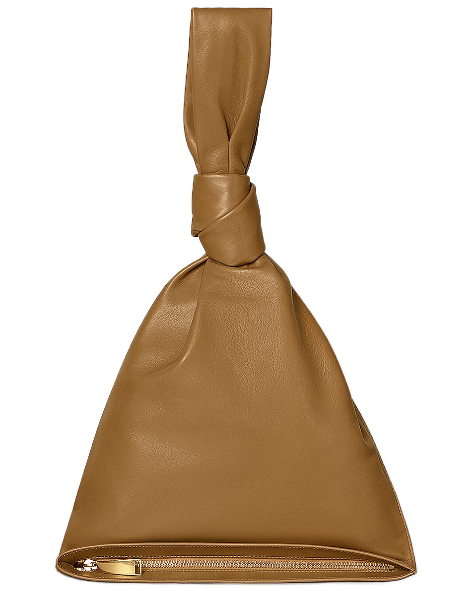 Bottega Veneta Leather Knot Bag In Caramel & Gold