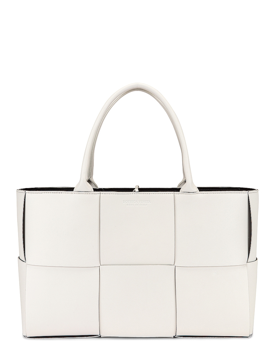 Image 1 of Bottega Veneta Medium Arco Tote Bag in White & Silver