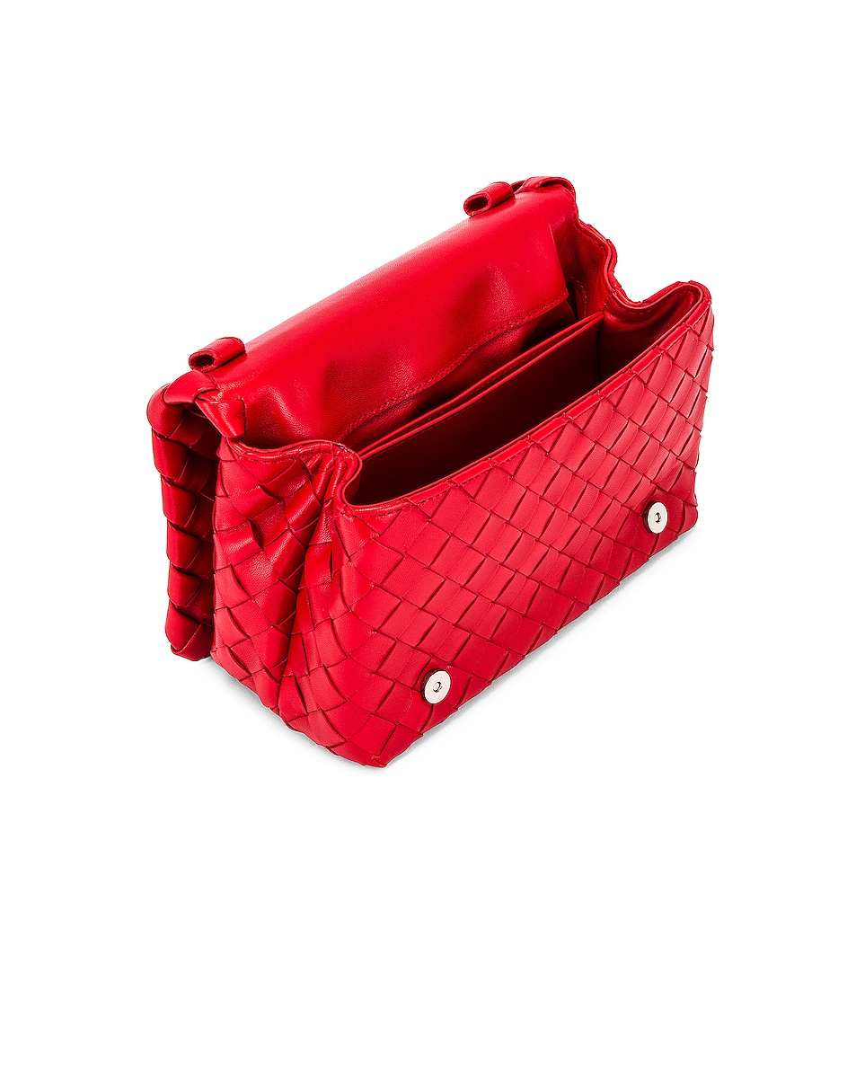 Bottega Leather Woven Crossbody Bag in Bright Red FWRD