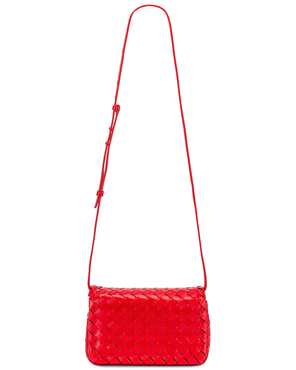 Bottega Veneta Leather Woven Crossbody Bag in Bright Red | FWRD