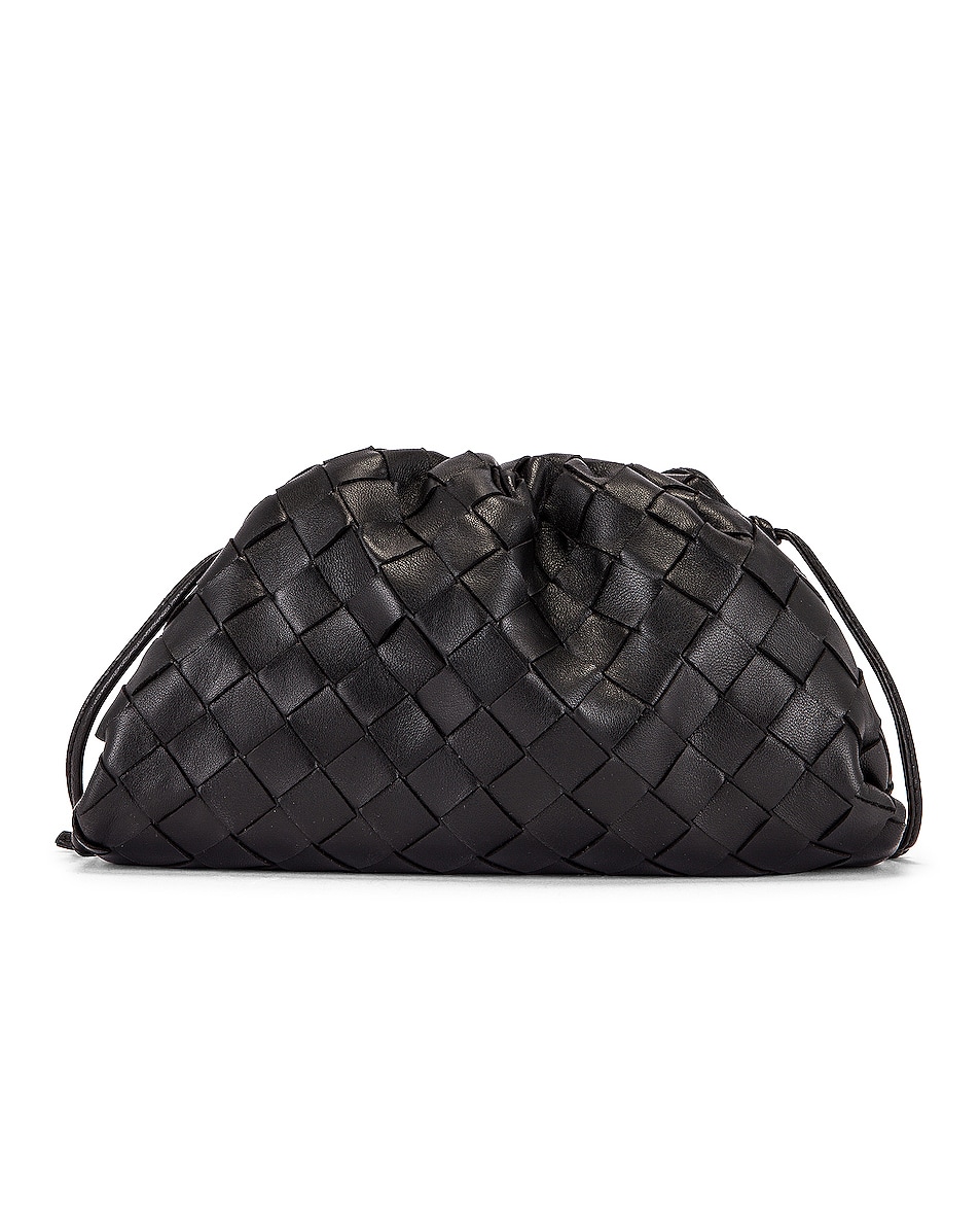 Bottega Mini Pouch Crossbody Bag in Black & Silver FWRD