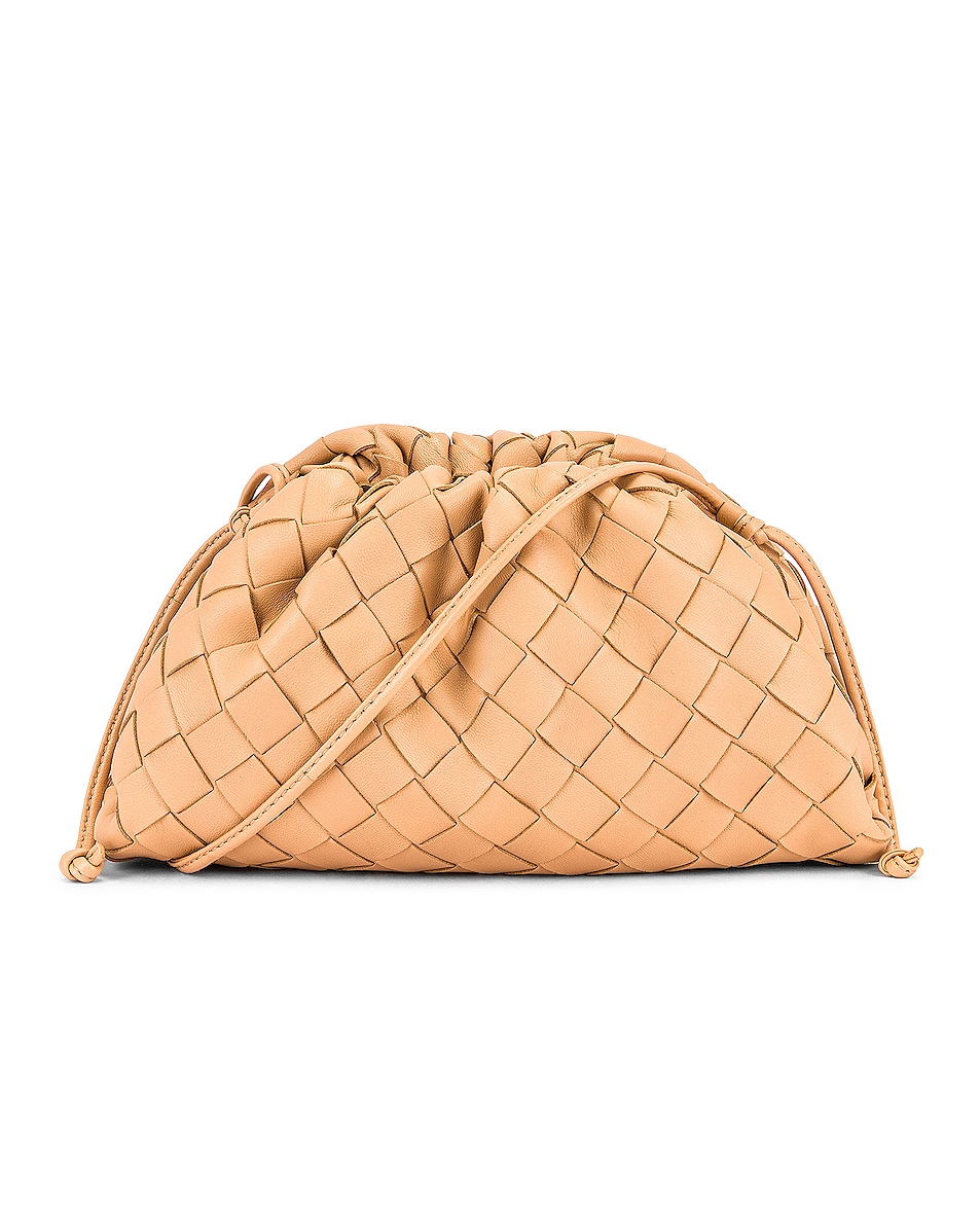 Image 1 of Bottega Veneta The Mini Pouch Crossbody Bag in Almond & Gold