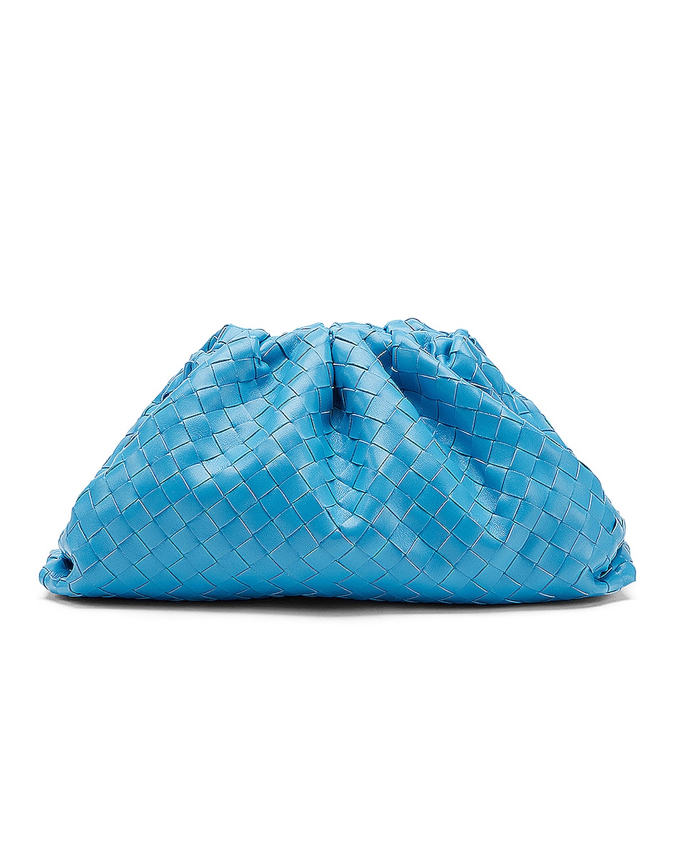 Bottega Veneta The Pouch Clutch in Swimming Pool & Silver | FWRD