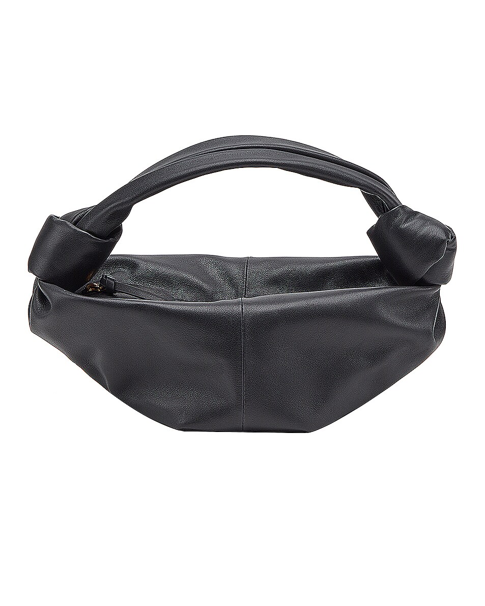 Image 1 of Bottega Veneta Leather Zip Bag in Black & Silver