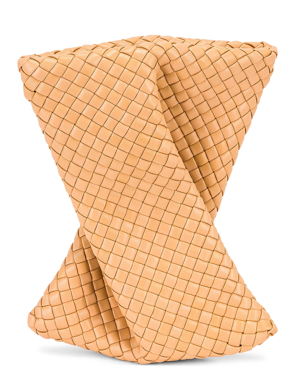 Image 1 of Bottega Veneta The Crisscross Clutch in Almond & Gold