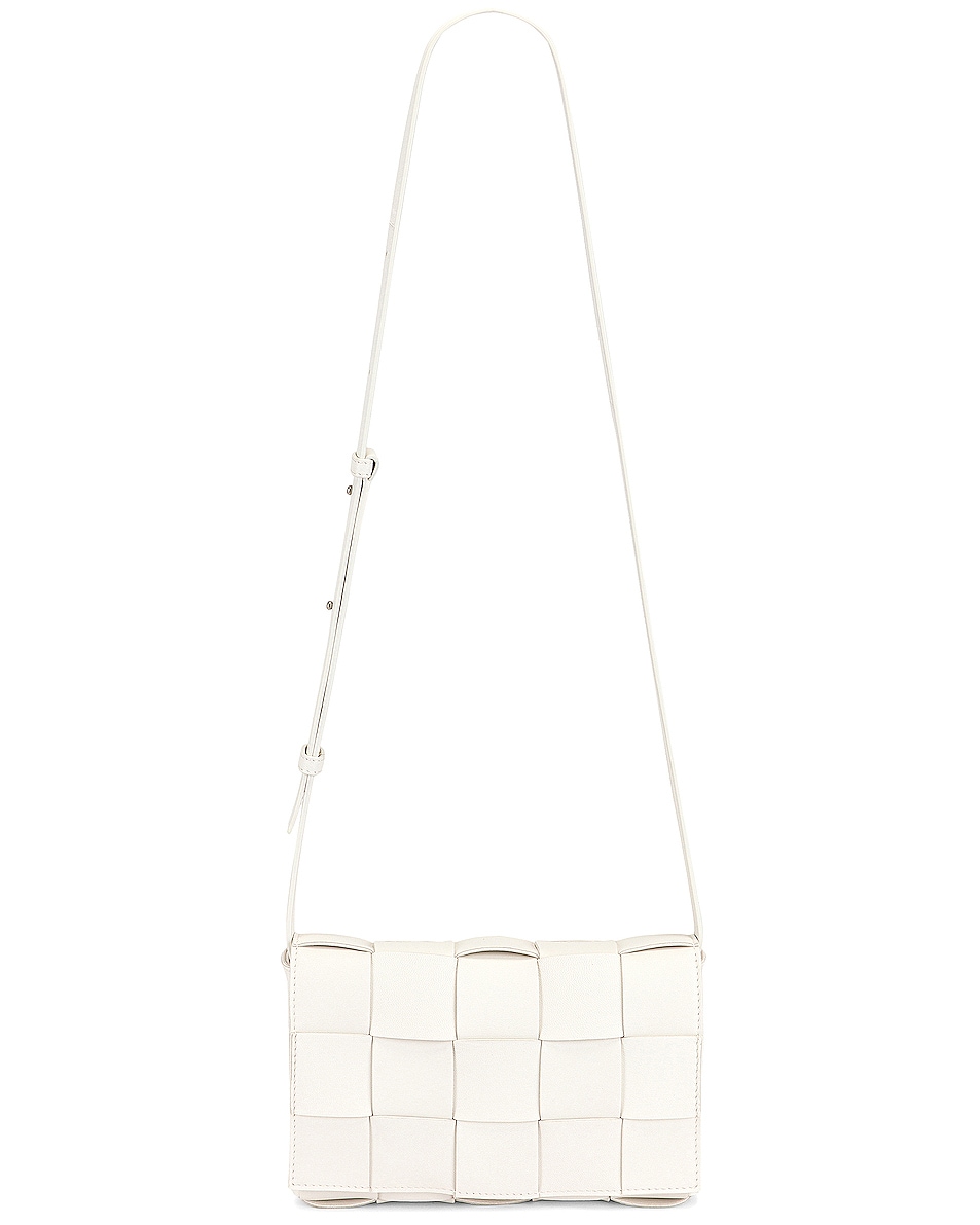 Image 1 of Bottega Veneta Small Woven Cassette Bag in White & Silver