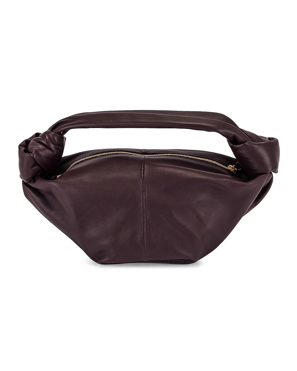 Image 1 of Bottega Veneta Leather Zip Bag in Grape & Gold
