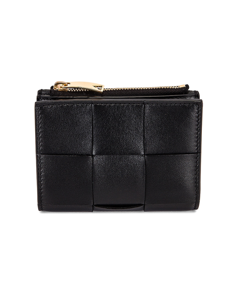 Image 1 of Bottega Veneta Mini Bifold Wallet in Black & Gold